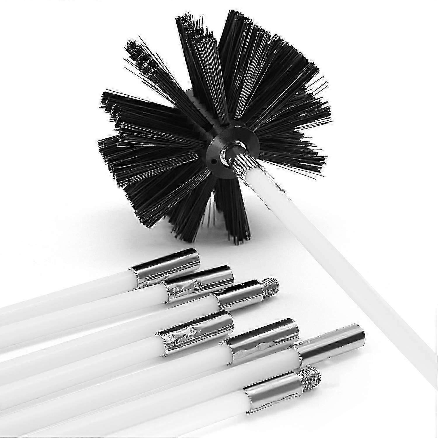 10Pcs Chimney Sweep Kit, Duct Vent Cleaning Set with 8 Flexible Nylon Rods, 1 Cleaning Brush, 1 Hex Rod