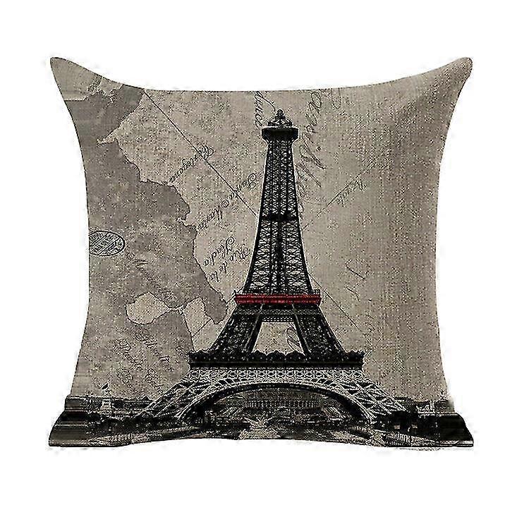 Tour Eiffel Faux Lin Décoratif Coussin Housse De Coussin Design