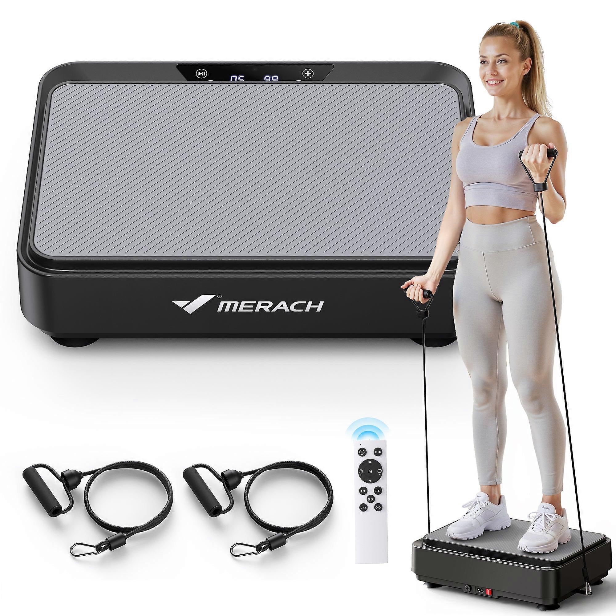 Merach Vibration Plate – Lightweight 5.8kg, 99 Speed Levels, Remote Control & Led Display, Quiet 150w Motor, Non-slip Pedals 