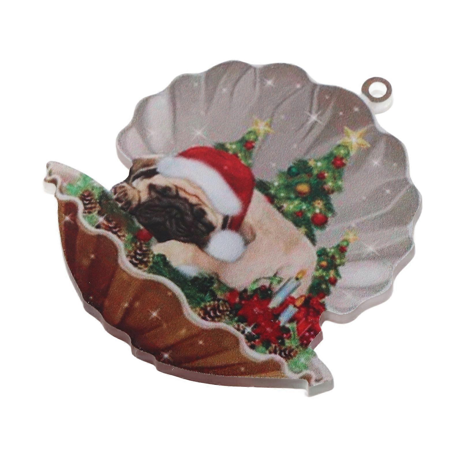 GPB Christmas Shell Sleeping Dog Pendant Acrylic Shell Dog Hanging Decoration Car Christmas Tree Hanging Ornament Home Decor