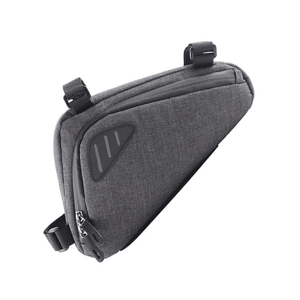 Reflective Bicycle Frame Bag for Mountain and Gravel Bikes, Gray Waterproof Storage for Accessories and Personal Items