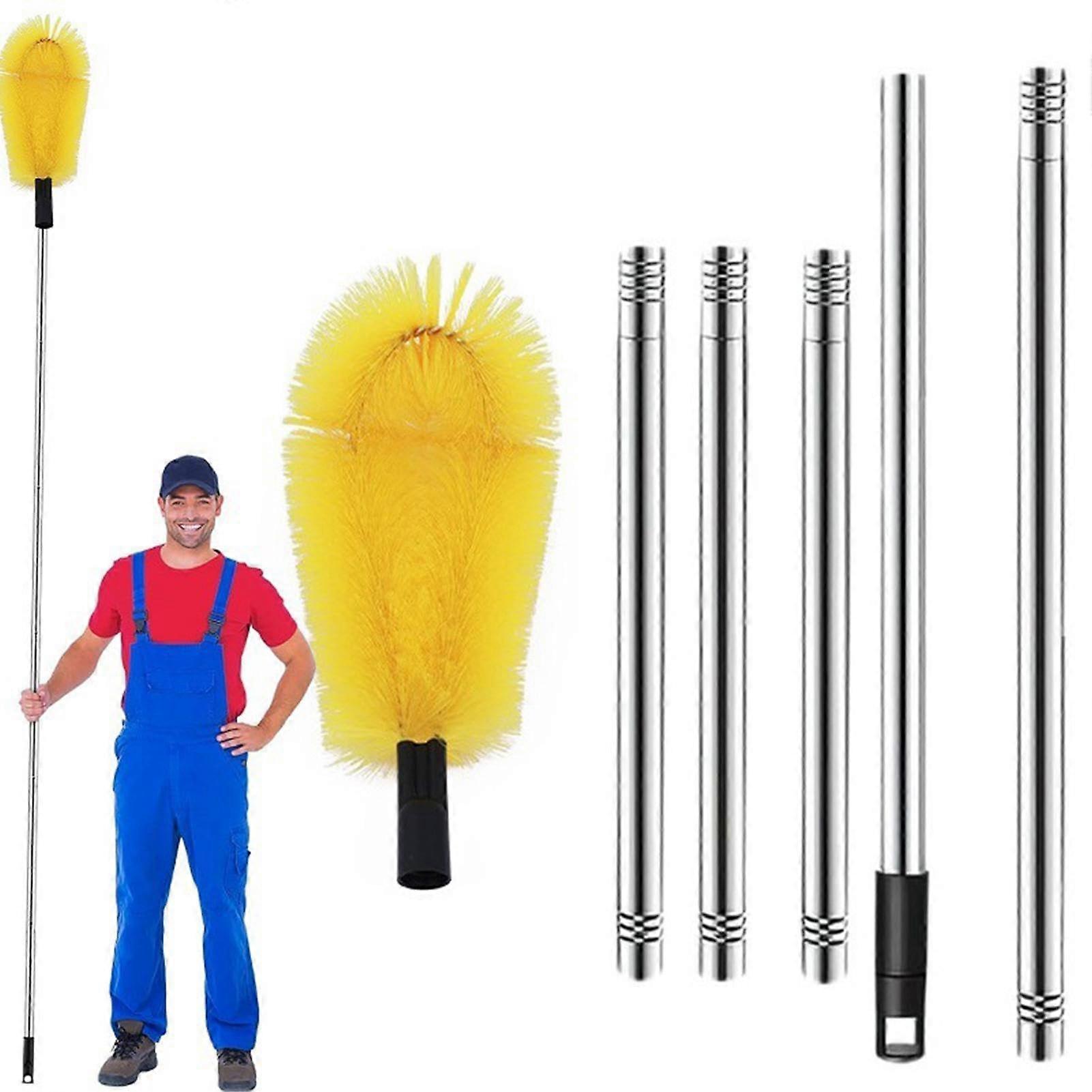 Telescopic Gutter Cleaning Tools 2.35 Meters, Flexible Brush Head, Floor Cleaning, Safe Gutter Cleaning Set