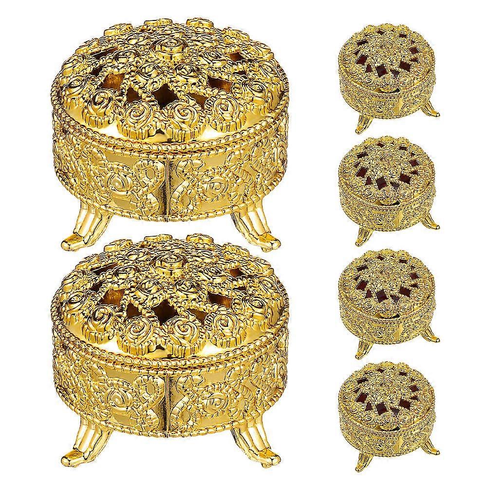 Elegant Design Candy Boxes For Wedding Celebration Round Shape Golden Color 5.00X5.00X4.00CM present Container 6Pcs