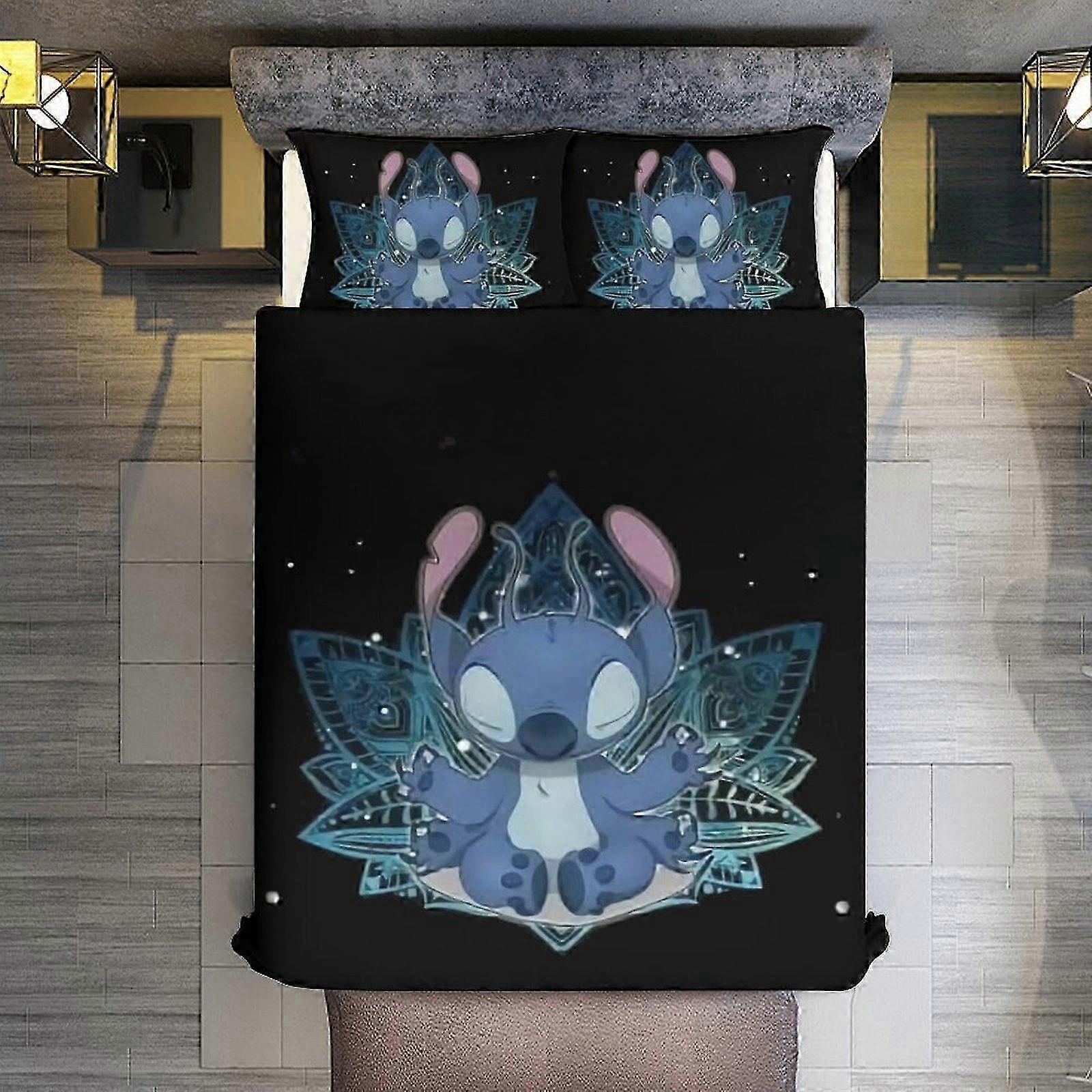 Conjunto de Cama Mandala Stitch 3 Peças Conjunto de Capa de Edredom Tamanho Completo Super Macio Resistente ao Desbotamento Microfibra 1 Capa com Zíper e 2 Fronhas