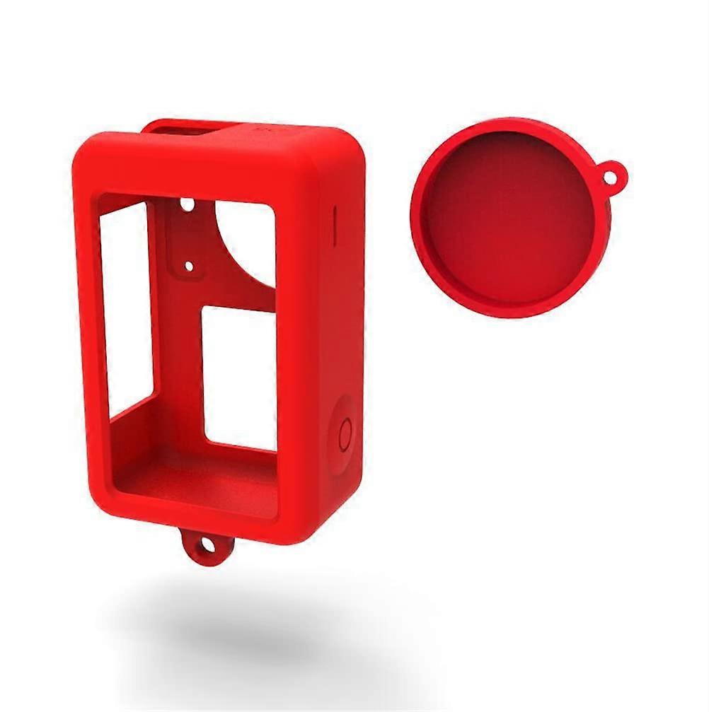 Silicone Case for DJI Osmo Action 3, Protective Lens Cover for Action Camera Accessories (Red)