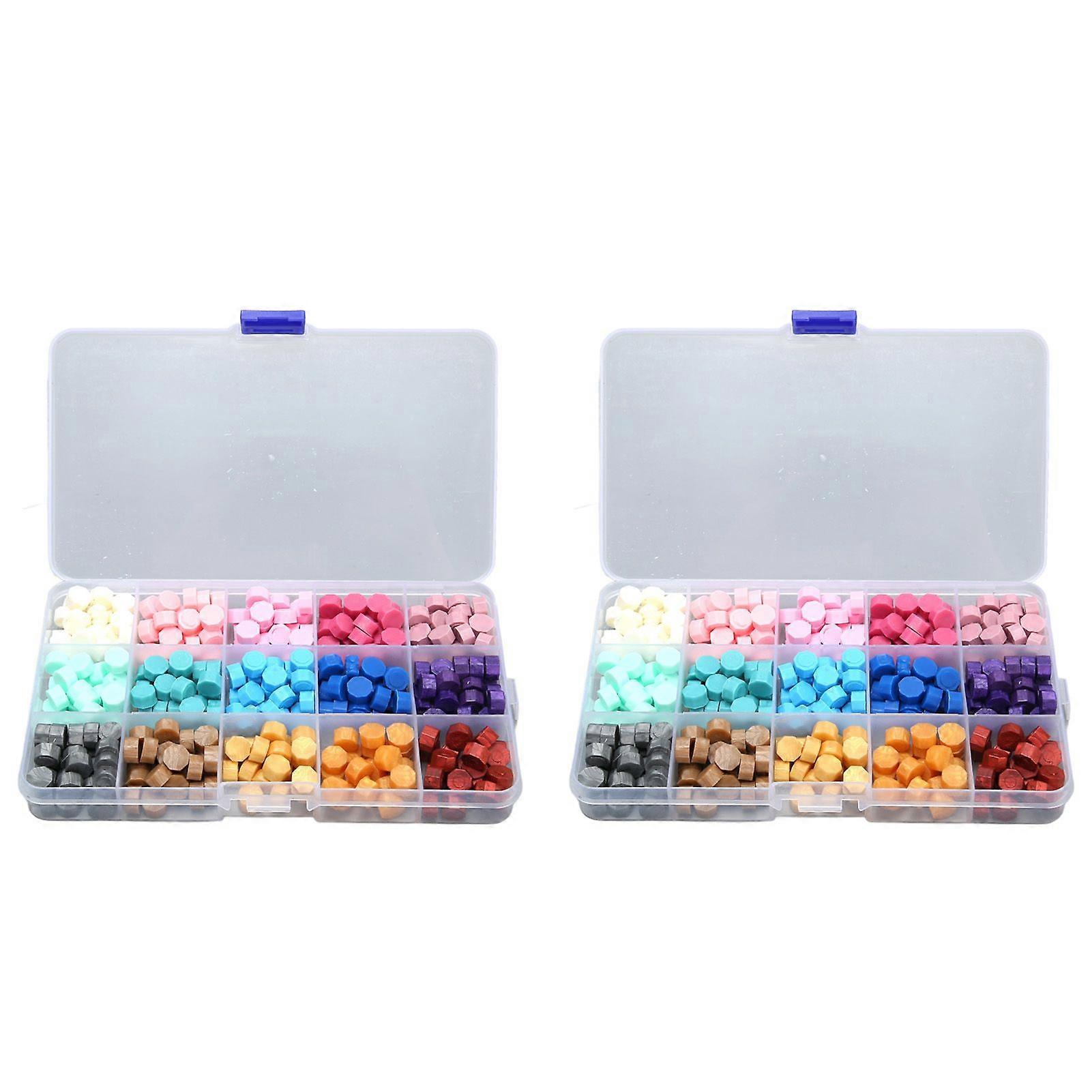 2025 أحدث طراز 2 مربع ختم الشمع الخرز 15 لونا سهل الذوبان يجف