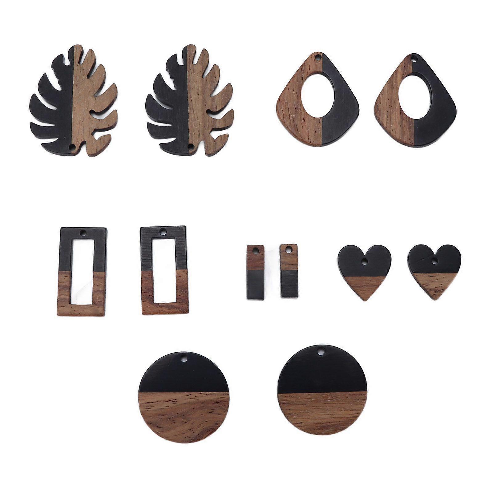 2025 أحدث طراز 12 قطعة من الراتنج المعلقات الخشبية أنماط متعددة DIY المجوهرات الحرفية