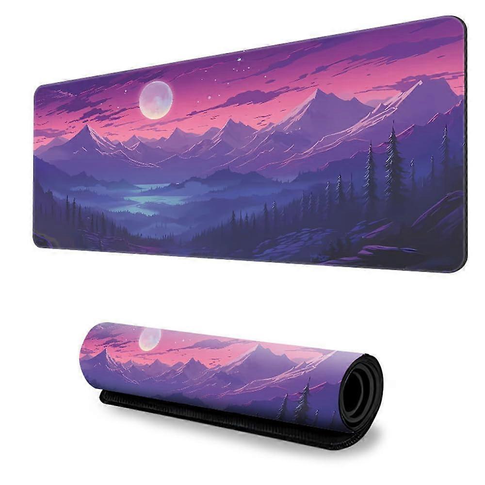 Landscape Print Mouse Mat, Large Gaming Mouse Mat 900x400mm with Stitched Edges, Non-Slip Rubber Base for Office and Home