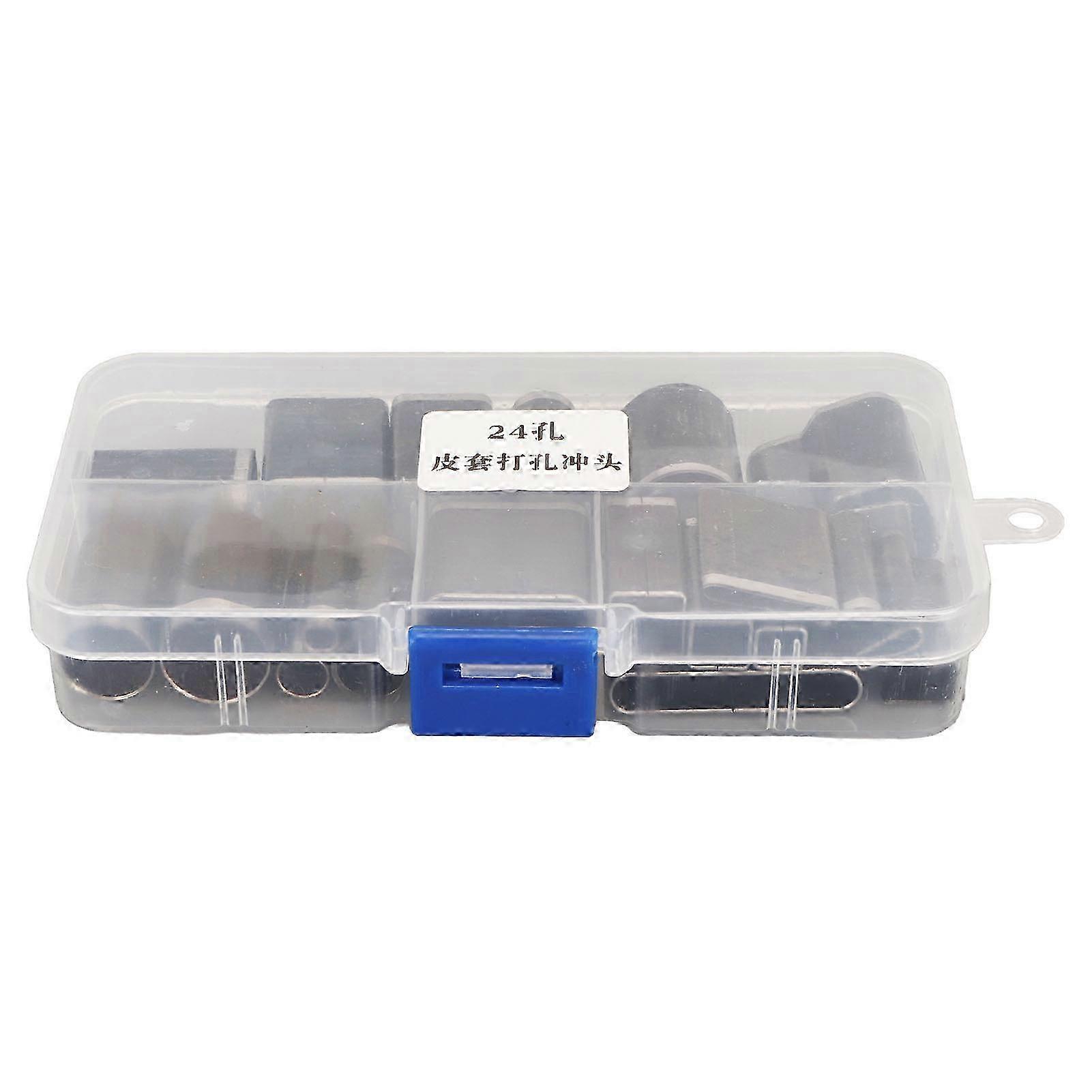 24Pcs Hollow Punch Cutter High Carbon Steel Assorted Styles Box Packed Leather Punch for Fabric Clay DIY Belt
