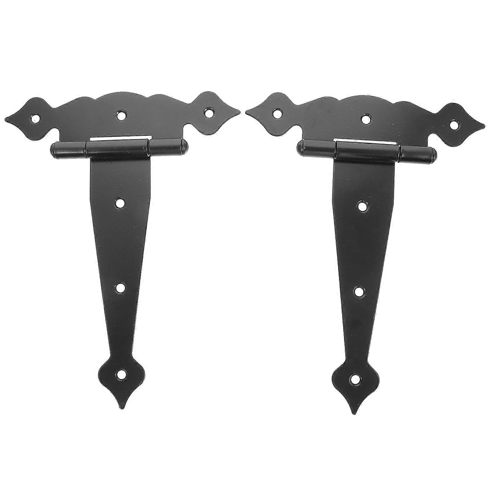 Durable Iron Hinges with Black Finish for Door Use 2pcs T-Strap Design Fits Various Cabinets