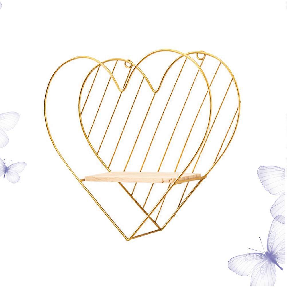 Rustic Heart Shape Hanging Rack for Home Decor Golden 30.5*10cm 1Pack