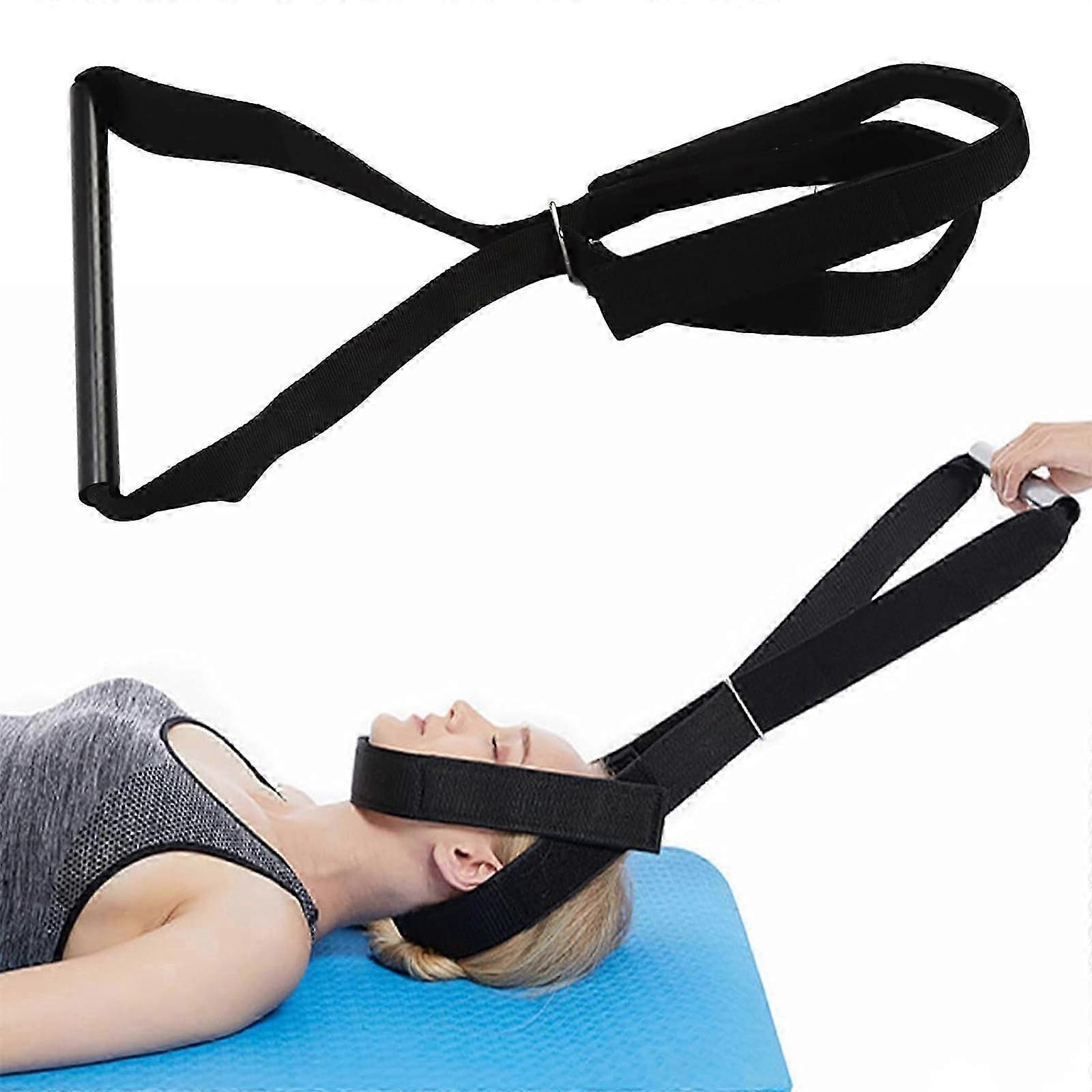 ネックストレッチャーストラップ、チンベルト付き脊椎カイロプラクティック減圧ツール。不快感、頭痛を和らげるための頸椎牽引装置