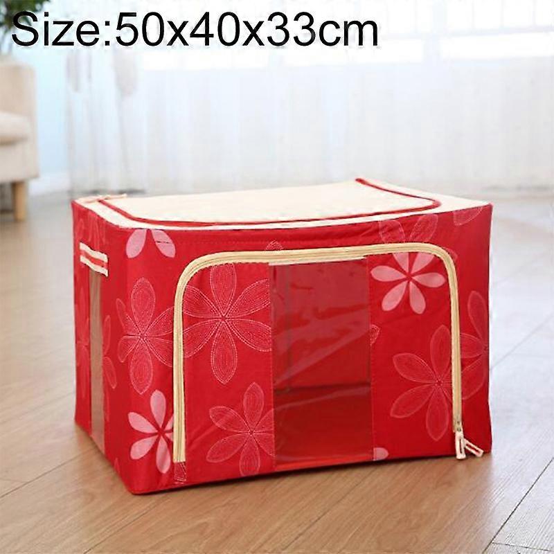 Folding Storage Box Non Woven Fabric With Zipper Moisture-proof Clothes Storage Box 66L 50x40x33cm