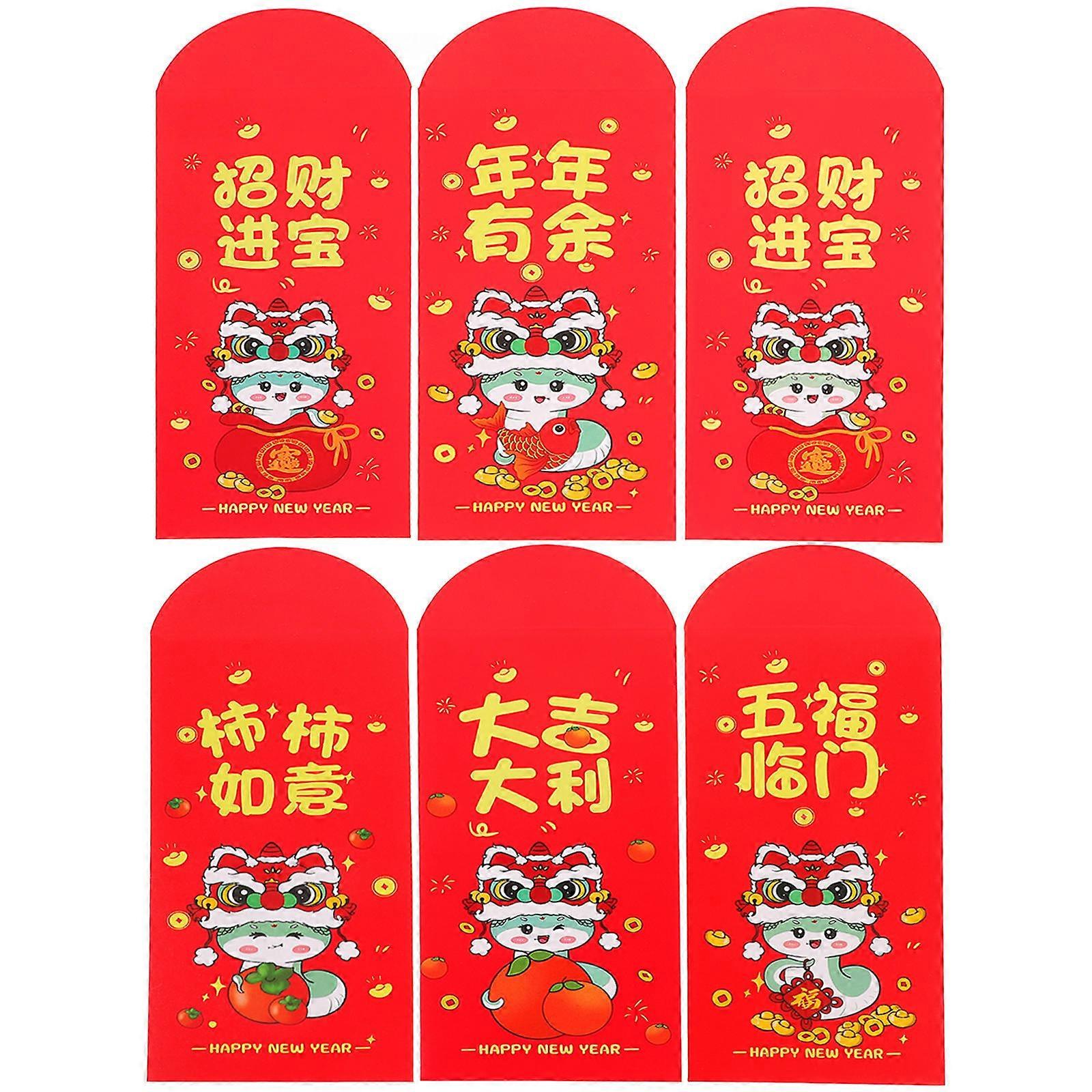 Chinese Red Envelopes Year of the Snake Celebration Rectangular Lucky Money Storage Red 24Pcs