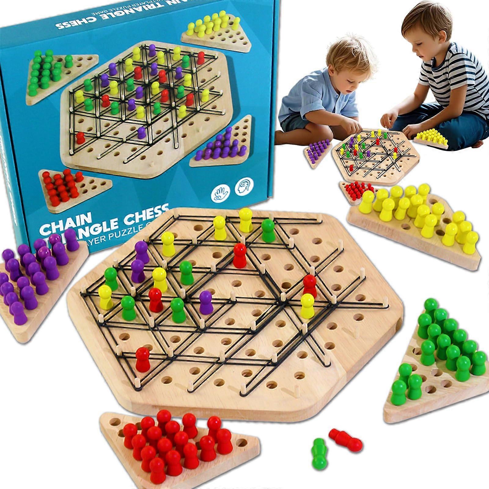 Wooden Chains Triangle Chess Game for 2 to 4 Players, Board Games for Ages 310