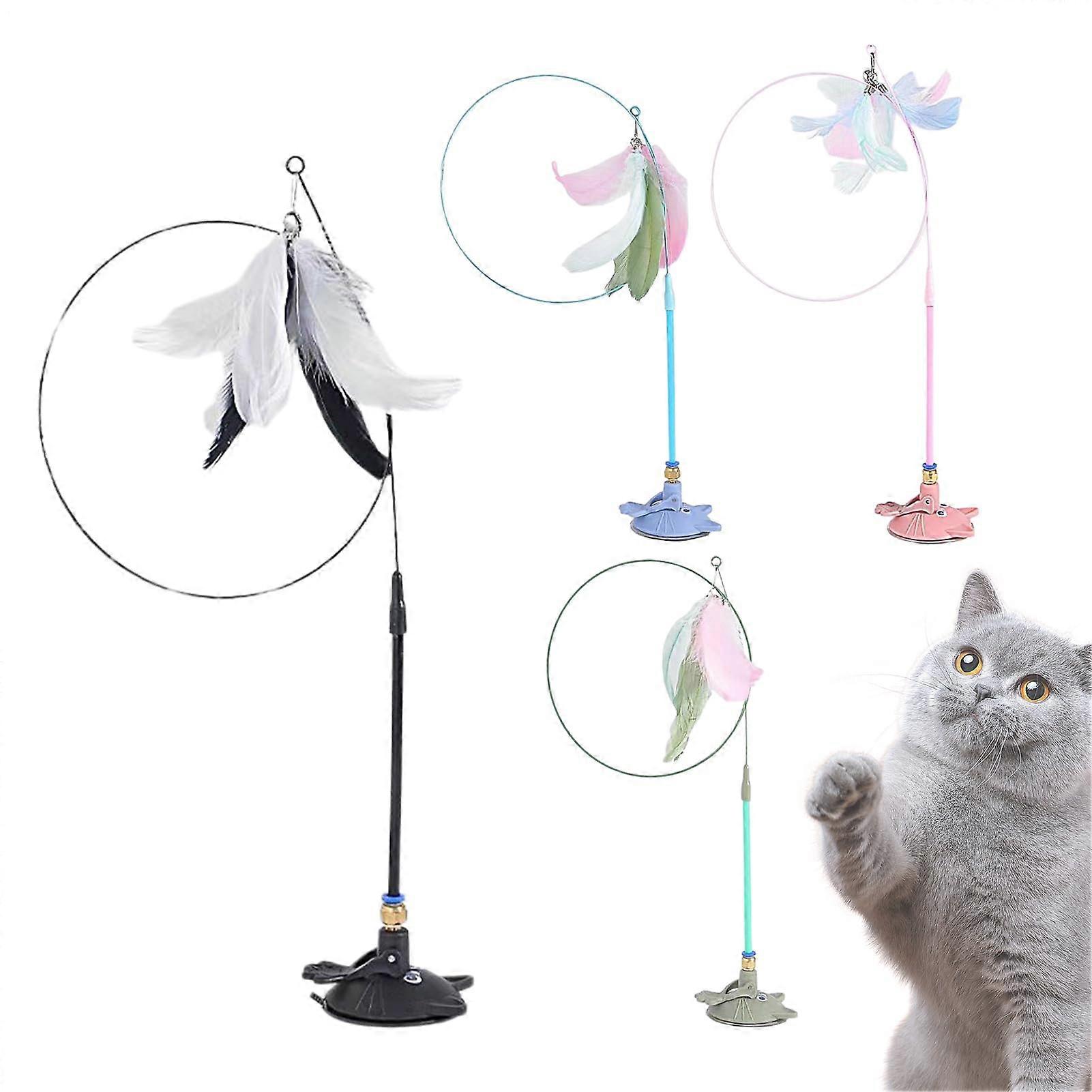 Cat toy with suction cup  4 x Stimulating play for cats, playful activities, interactive hunting, for indoor cats – mental stimulation