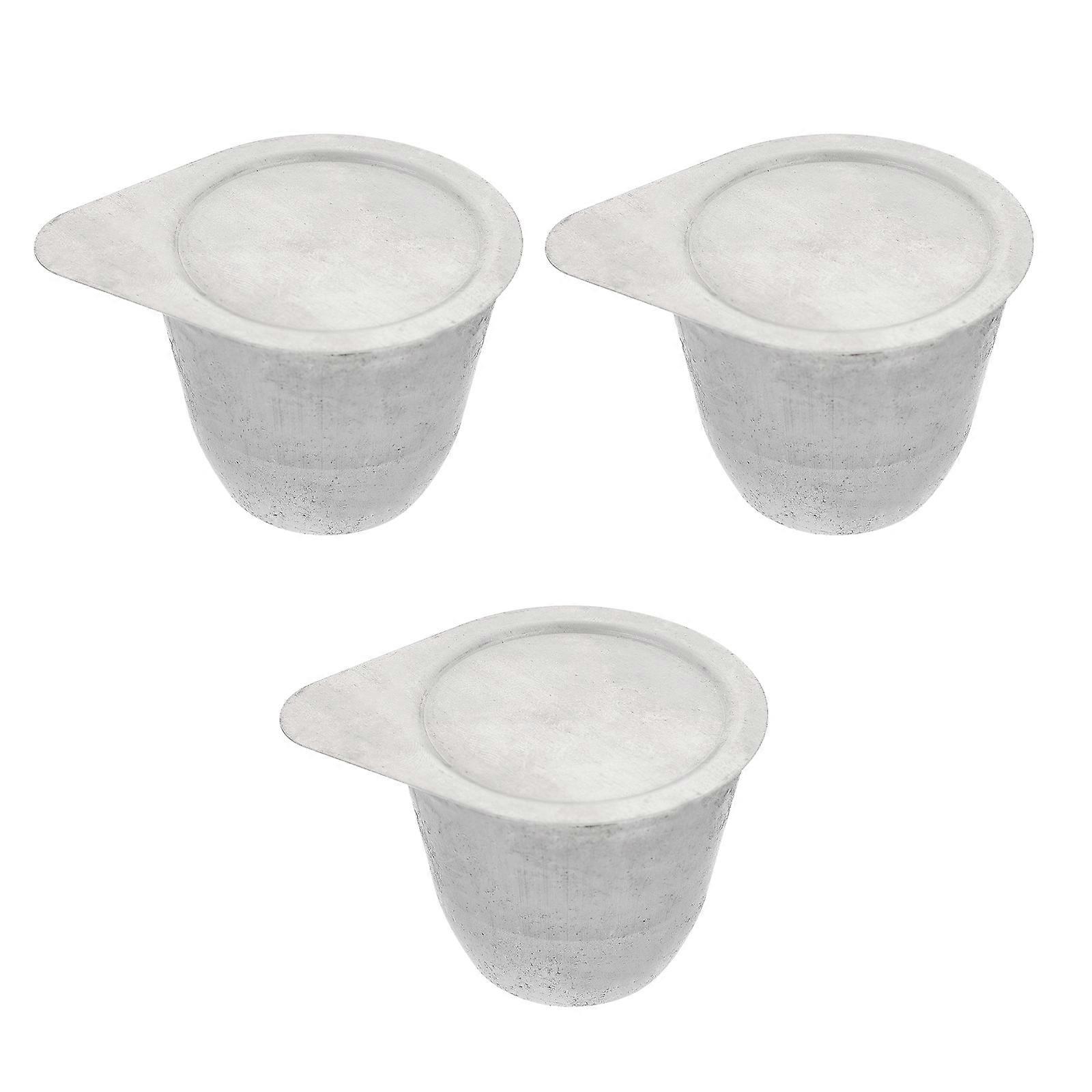 Crucible Melting Aluminum Practical Storage Container Silver 7X5X3CM High Precision 3Pcs