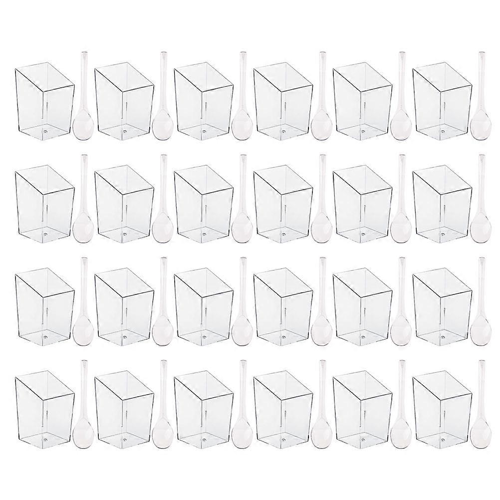 Compact Pudding Cup Event Catering Transparent 9.50X2.00X0.20cm Spoon 24Cups 24Spoons