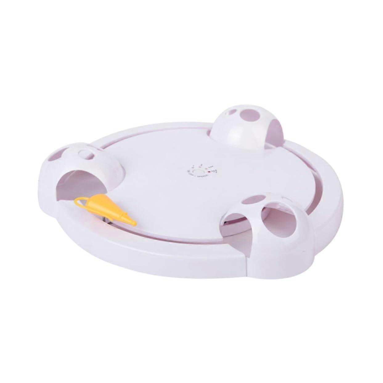 1 Piece Rotatable Cat Toy, Automatic Cat Mouse Chase, Auto Cat Pounce Teaser, Electric Cat Teaser Stick, White