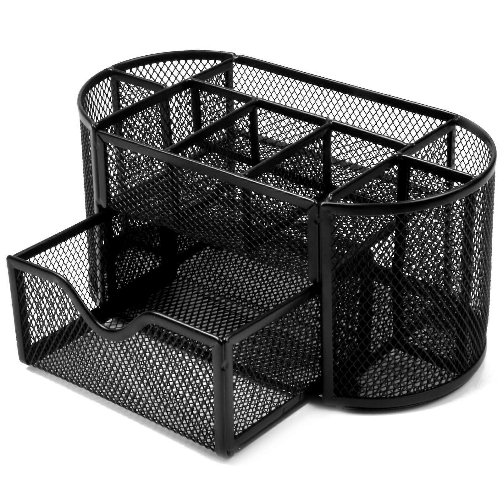 Desk Organiser Metal Mesh Black For Pens And Folder Clips Sticky Notes Office Desk Tidy