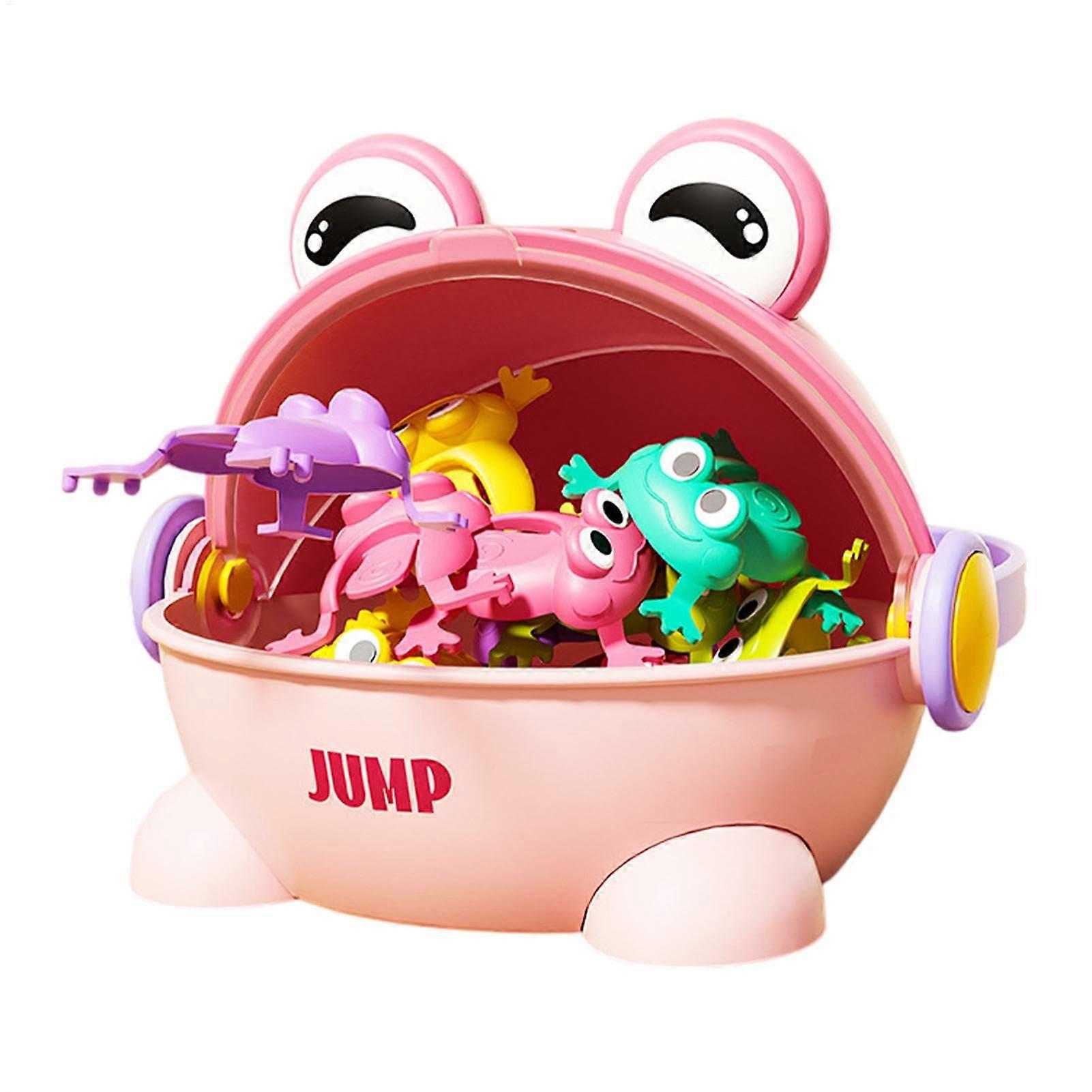 Funny Jumping Frog Toy, FingerPress Jumping Frog Toy for Kids with Storage Bucket