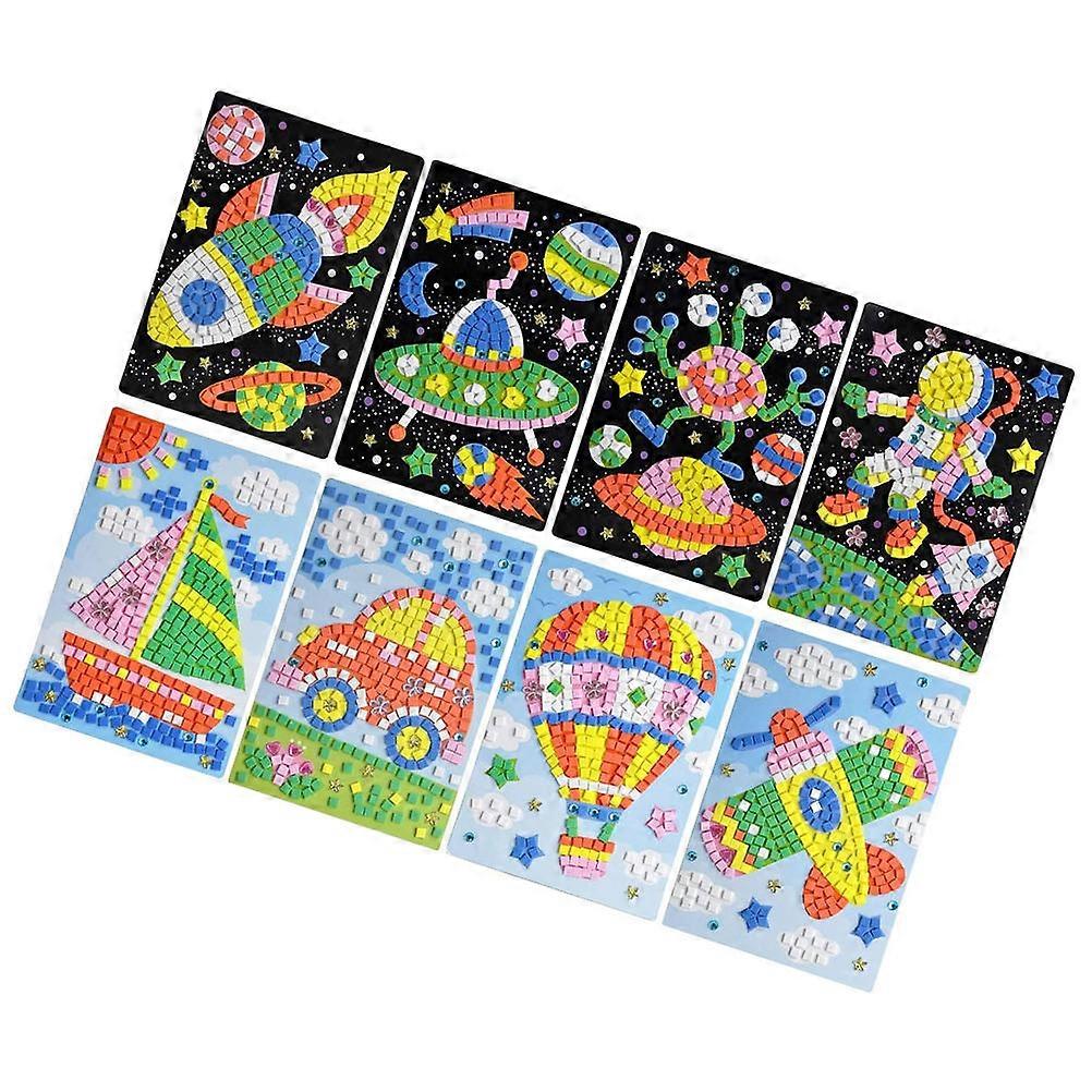 8PCS Eva Stickers for DIY Crafts – Astronaut, Spaceship, UFO, Sailing Boat, Hot Air Balloon for Creative Fun