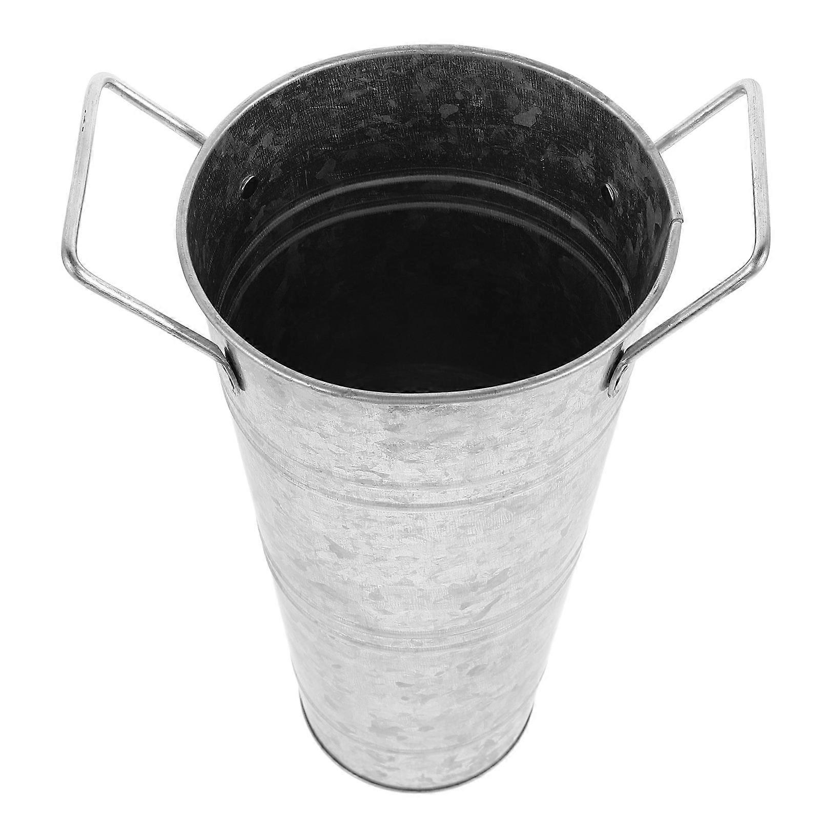 Retro Silver Iron Flower Bucket for Dried Flowers and Decorative Arrangements 1PC