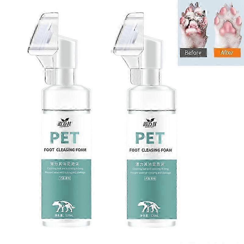 מנקה כפות קצף מנקה ציפורניים לכלבים מנקה כפות רגליים חתול ללא מים שמפו לחיות מחמד עם מברשת כלבים ללא שטיפה Cat Paw ניקוי עמוק 2 יחידות