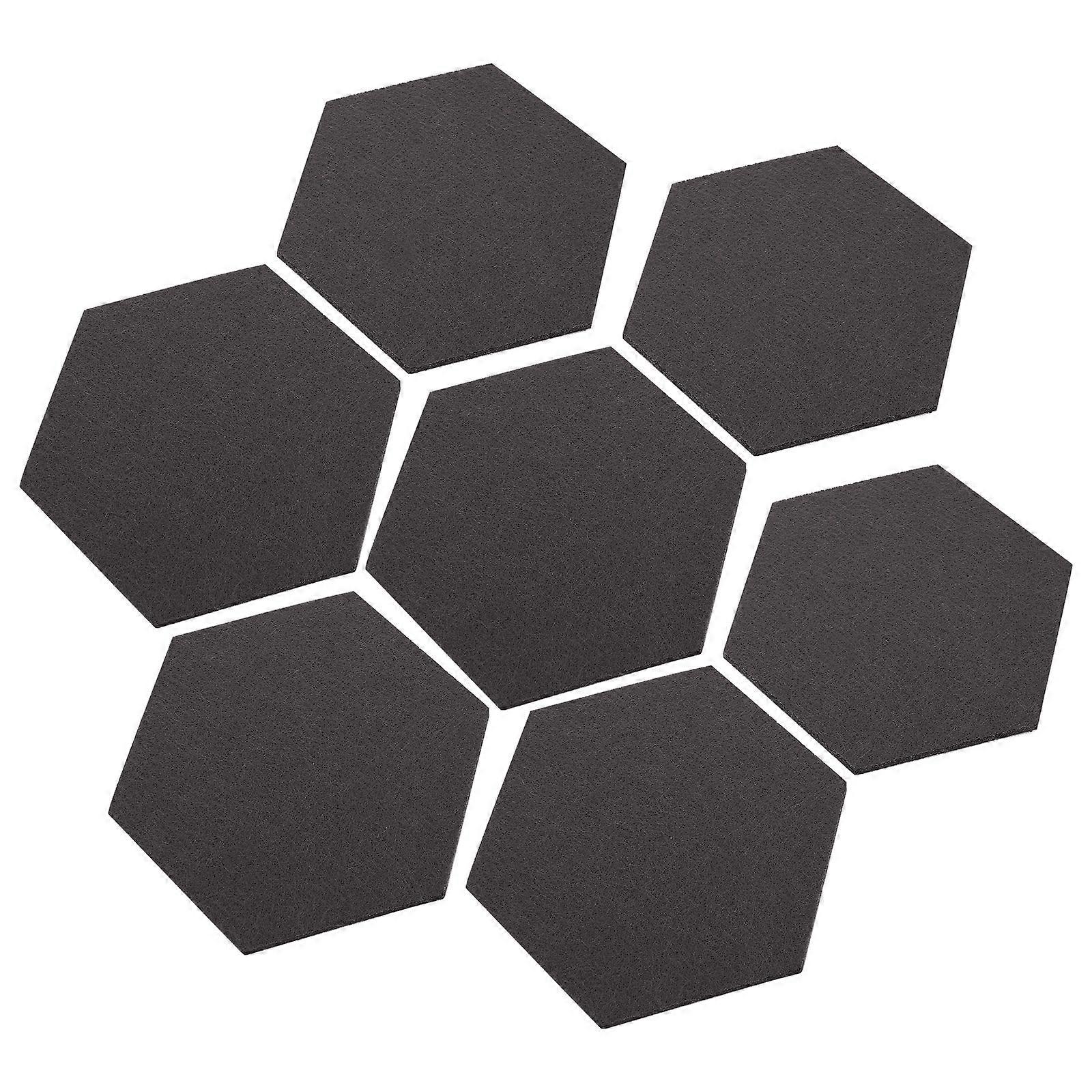 12 Pcs Hexagon Felt Memo Boards, Self Adhesive Wall Bulletin Boards for Home, Office, Classroom – Decorative, Sound Absorbing, Black Felt Notice &