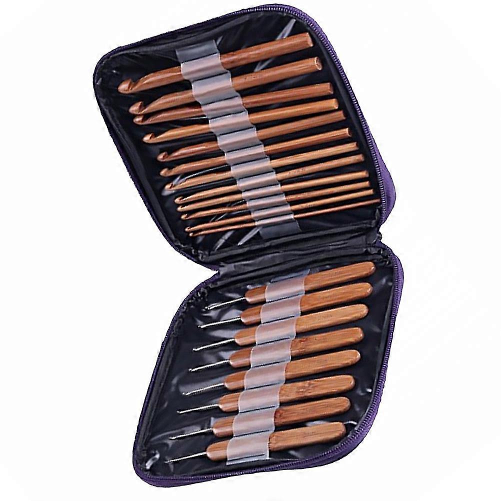 Knitting Supplies Wood Crochet Hooks Beginners Diy Projects Purple Non-Slip Handle 1 Set