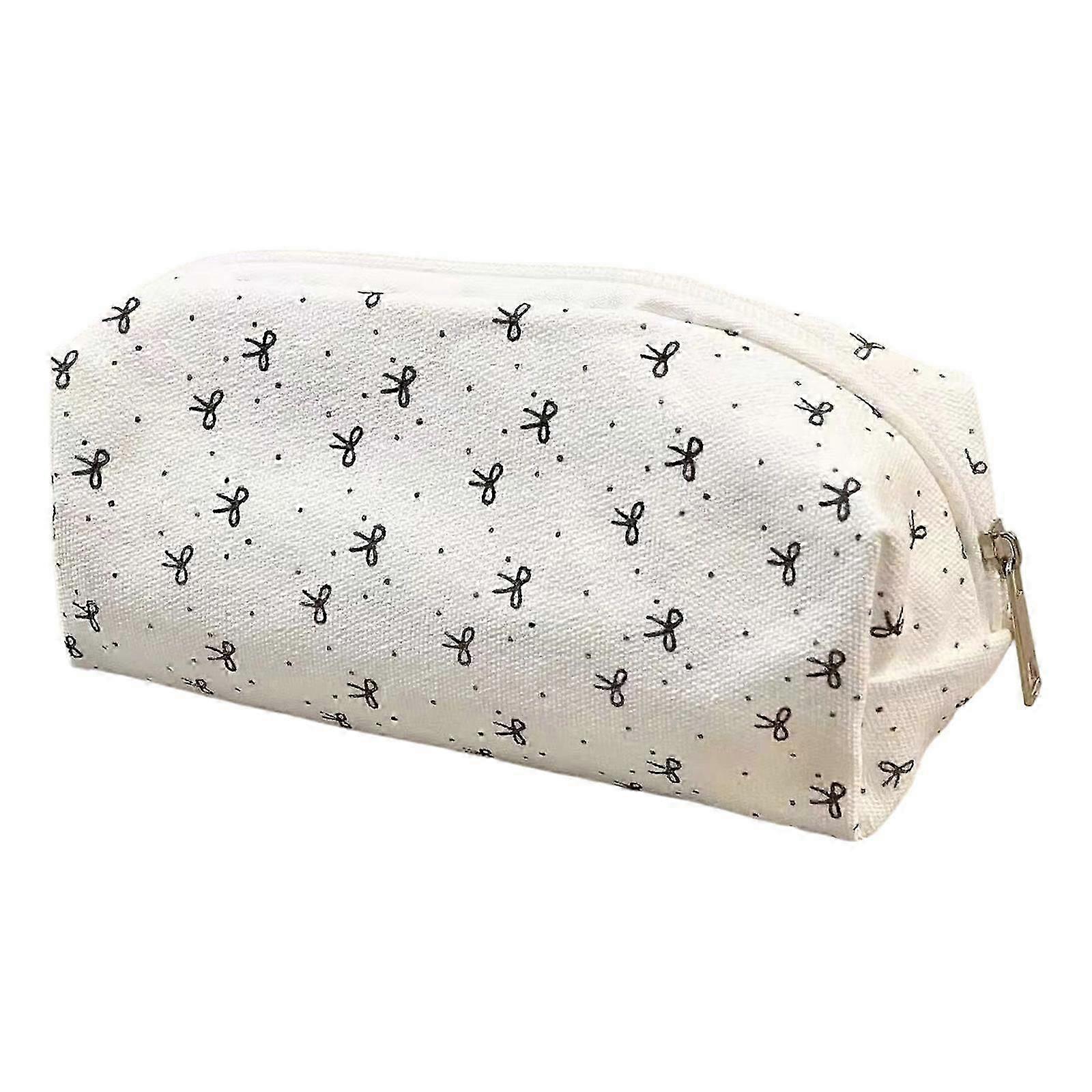 Blue Bow-Decorated Pencil Pouch - Chic British School Accessory with Ample Storage Space