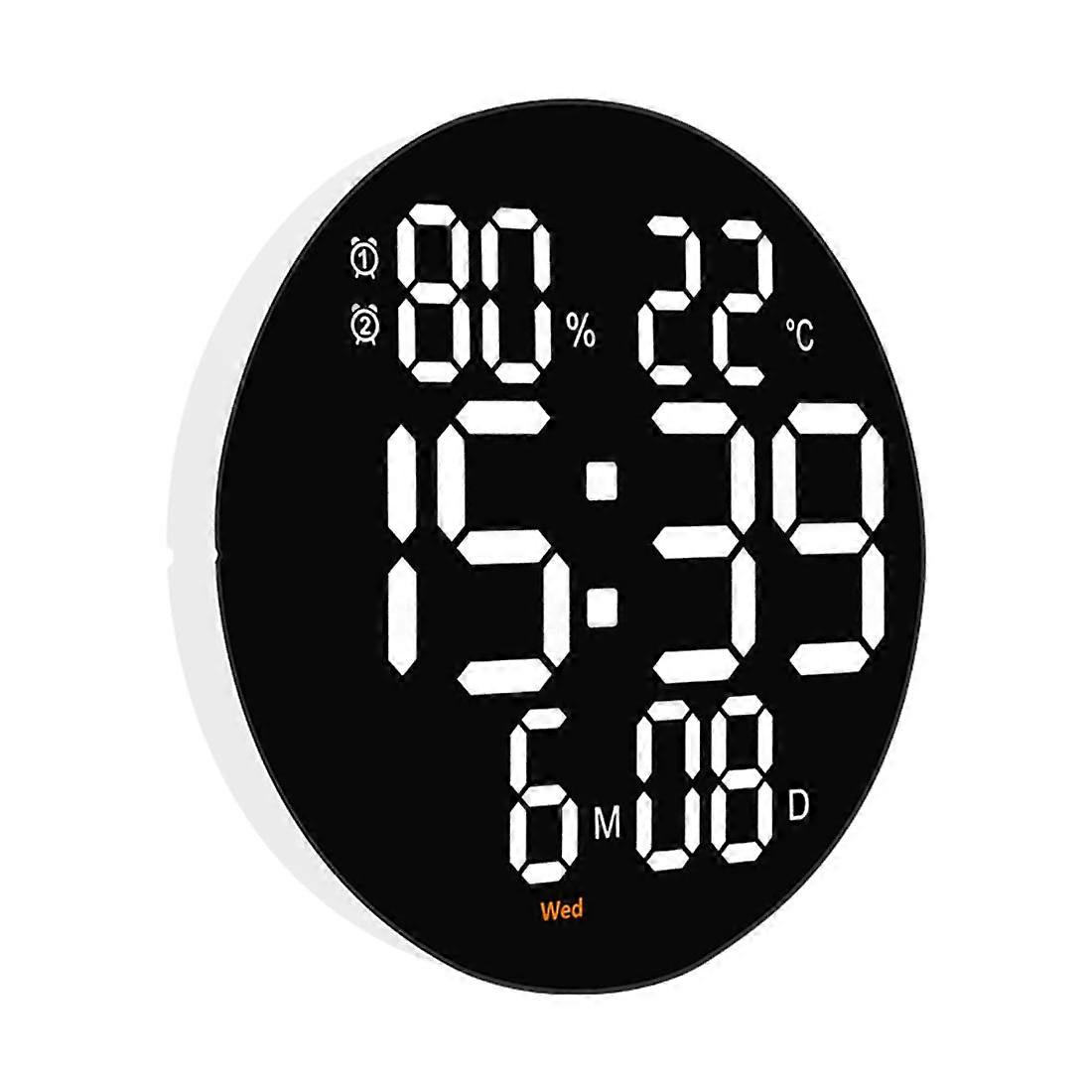 10Digital Wall Clock with Remote Control, Temperature, Humidity, Date, Week, Auto Dimming, Desk Clock for Living Room