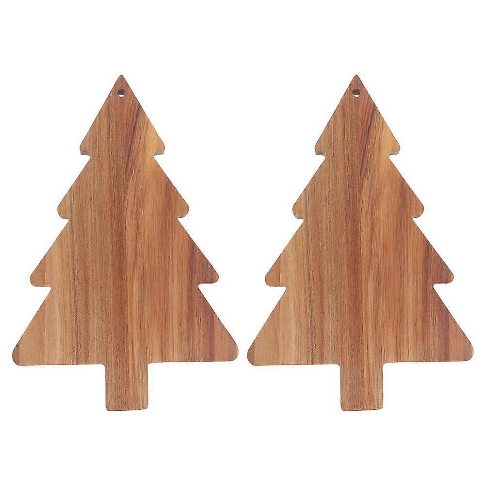 Wooden Christmas Style Cutting Board Festive Design Sushi Fruits Snacks Candy Platter 2Pcs