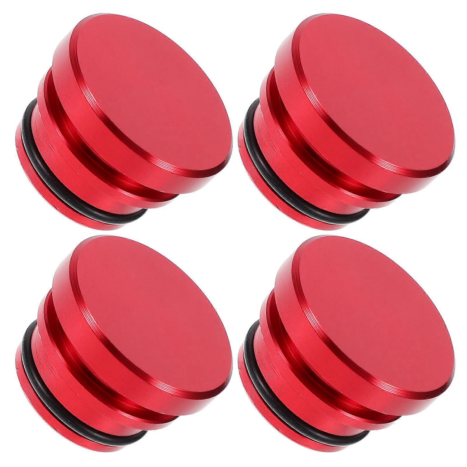Car Lighter Socket Protective Caps Red Aluminum Alloy 4 Pieces Easy to Install and Use