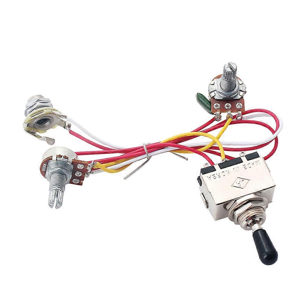 Style Electric Guitar Wiring Harness 1 Volume 1 Tone 500K Pots Toggle Switch Pre Wired Kit GU204