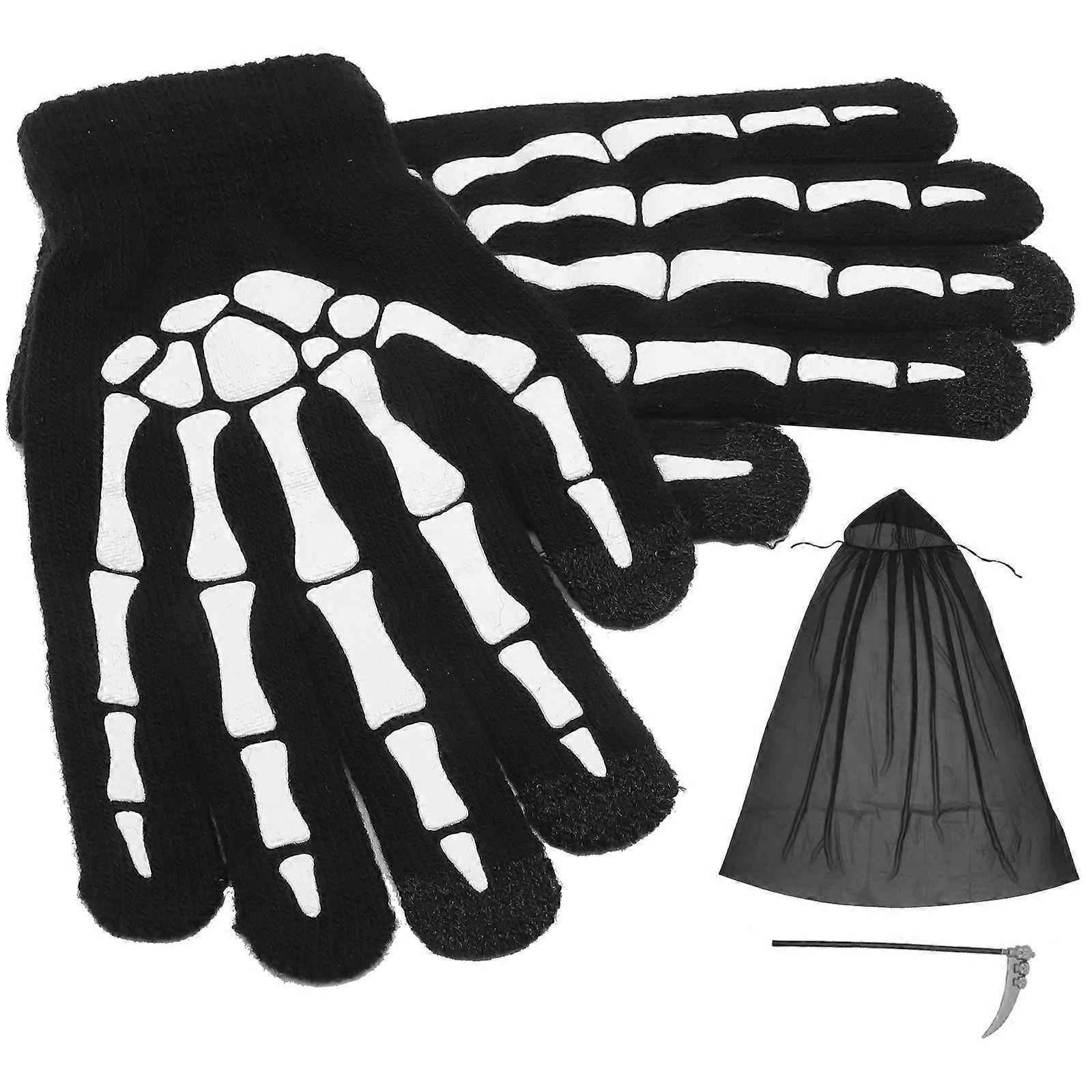 מסיבת ליל כל הקדושים קייפ וכפפות סט אביזרי תחפושת לקישוט קוספליי צבע מגוון 90X35X4 ס"מ 1 סט