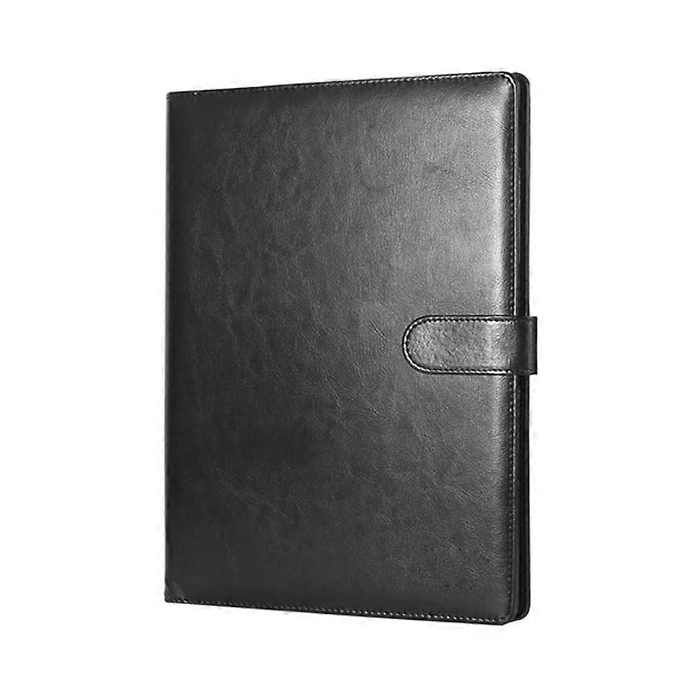 A4 Leather Folder | Multifunctional Business Contract Organizer | Black Business Stationery with Note Sections