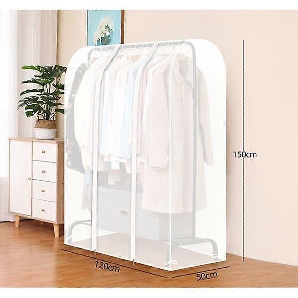 Semi-transparent clothes rail cover with strong zipper and pocket for documents, wardrobe cover, clothes rail not included