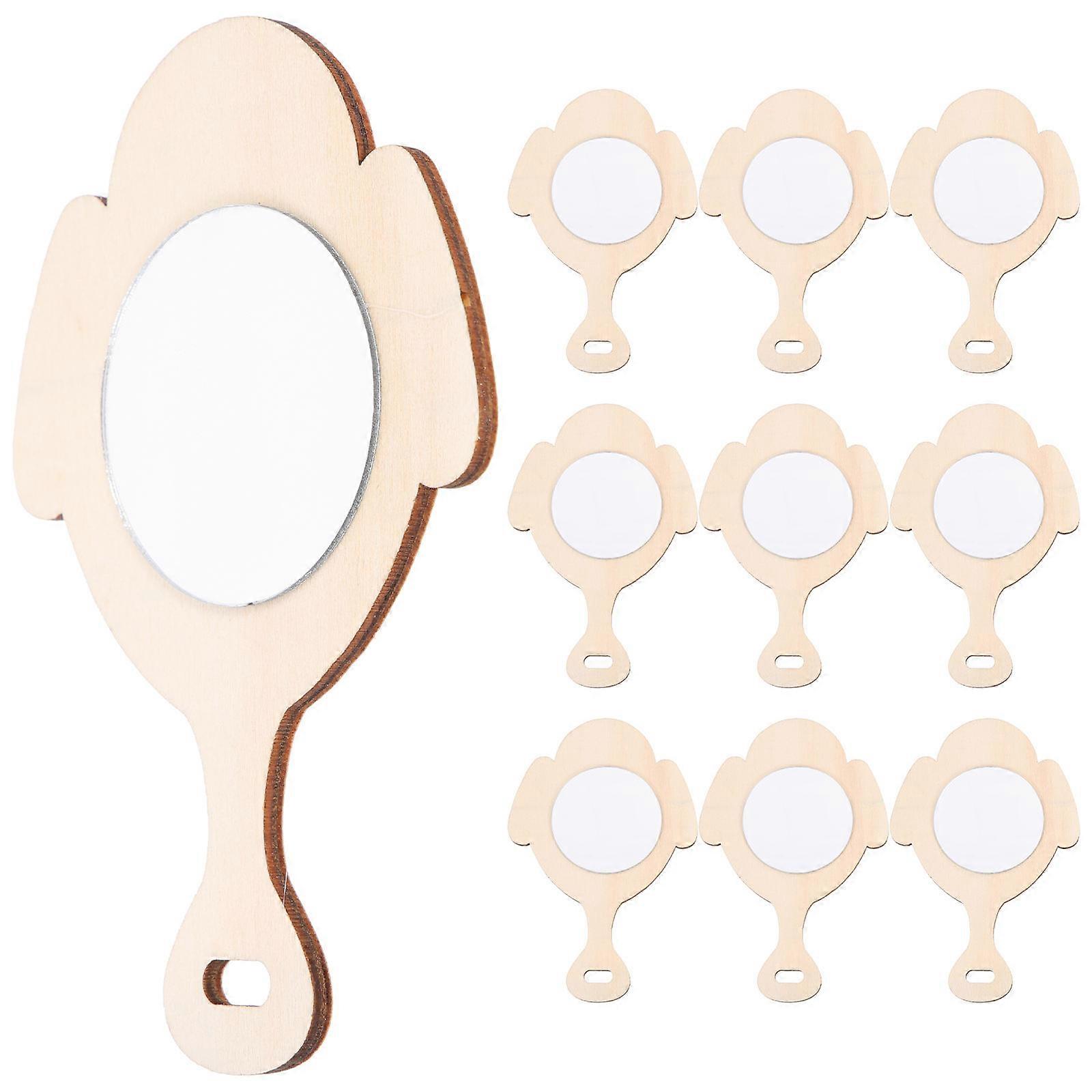Here's a polished and engaging product description based on your input:
**10pcs Adorable Wooden Mirrors – Unfinished Handheld DIY Craft for