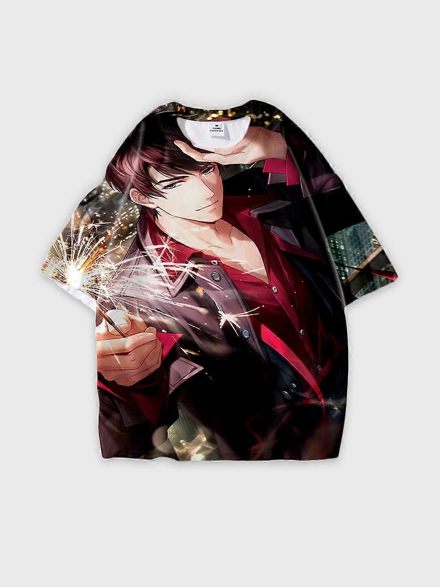 T-shirt round neck Role Pattern loose short sleeve E2471