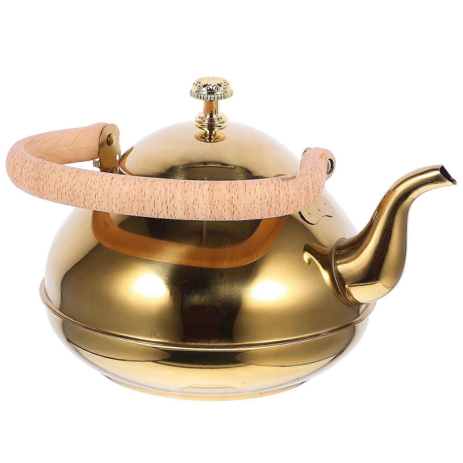 Golden Stainless Steel Teapot with Handle for Home Use Proper Capacity Design Polished Finish 0.8L