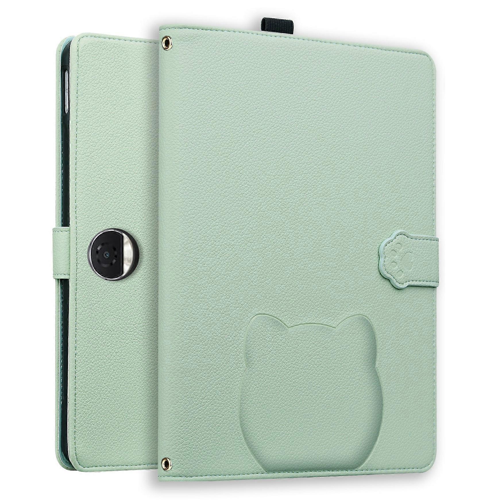 TKdaddy For Honor Pad 9 Wallet Case Leder Stand Tischabdeckung mit Stylus-Halter, 3D-Effekt Katzenmuster Grün