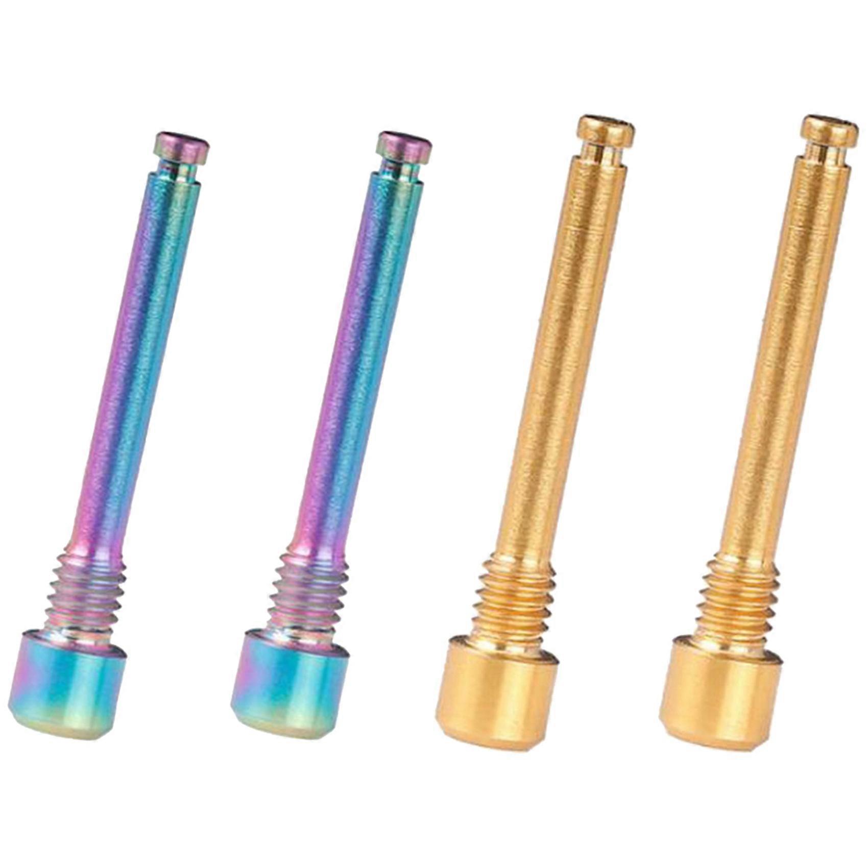 4 Pcs Titanium Bolts for Bicycle Disc Brake Pad Threaded Pin Inserts Screw, 2 Pcs Dazzle Color & 2 P