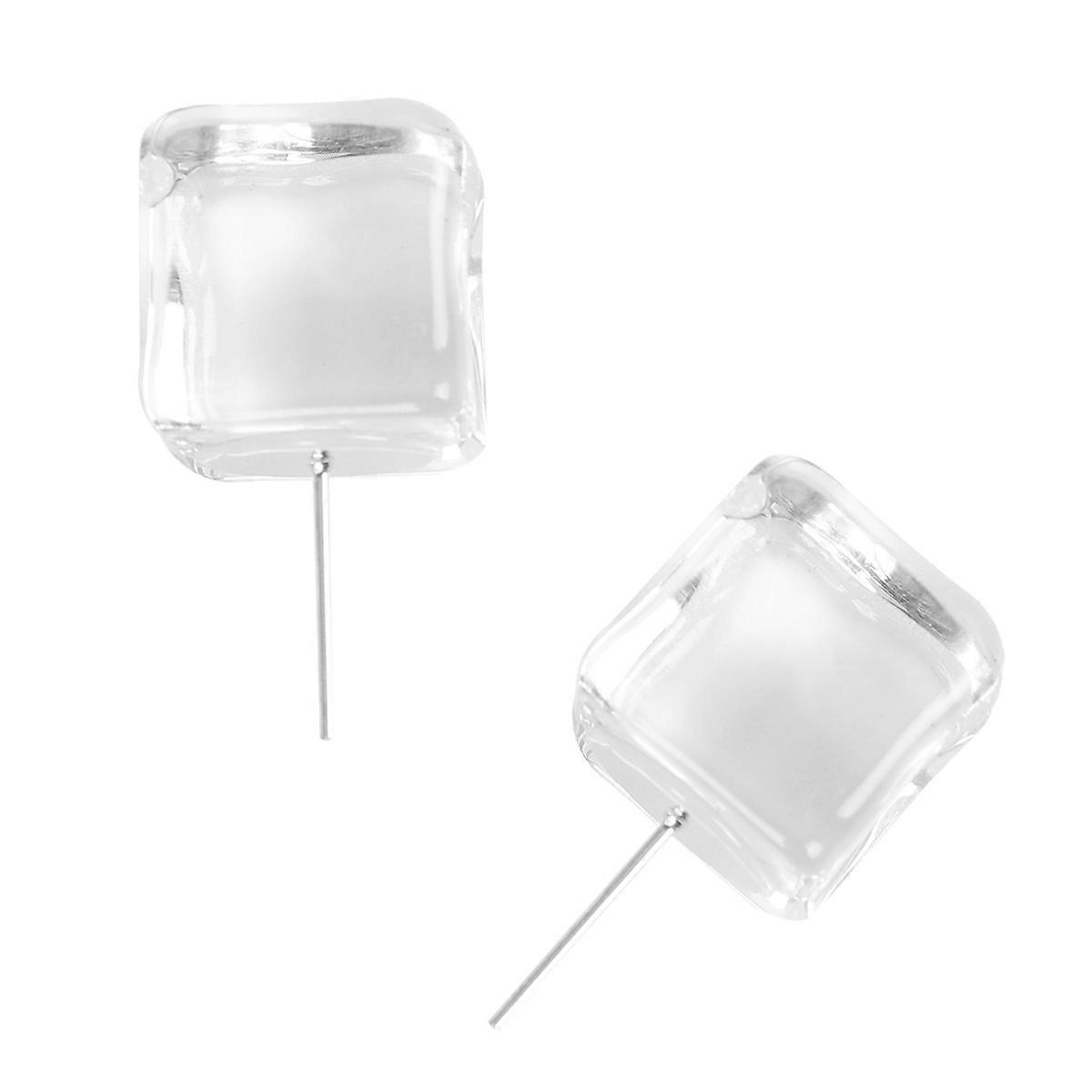 White Resin Cube Earbob with Clear Transparent Design Great for Decoration 1.5cm
