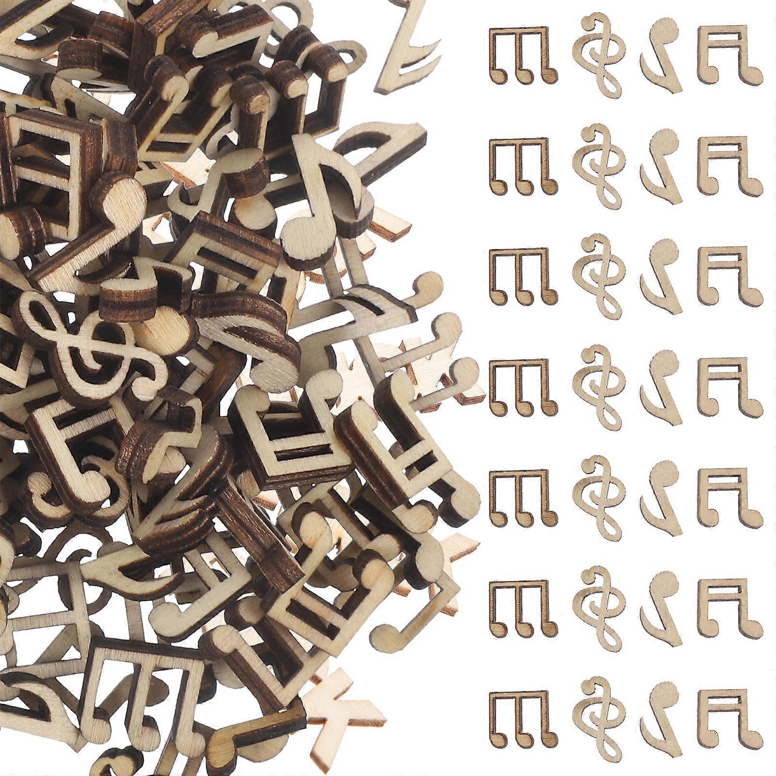 Crafts Wood Slices 150Pcs Music Note Shape DIY Decoration Light Brown Mixed Style Suitable For Art Projects