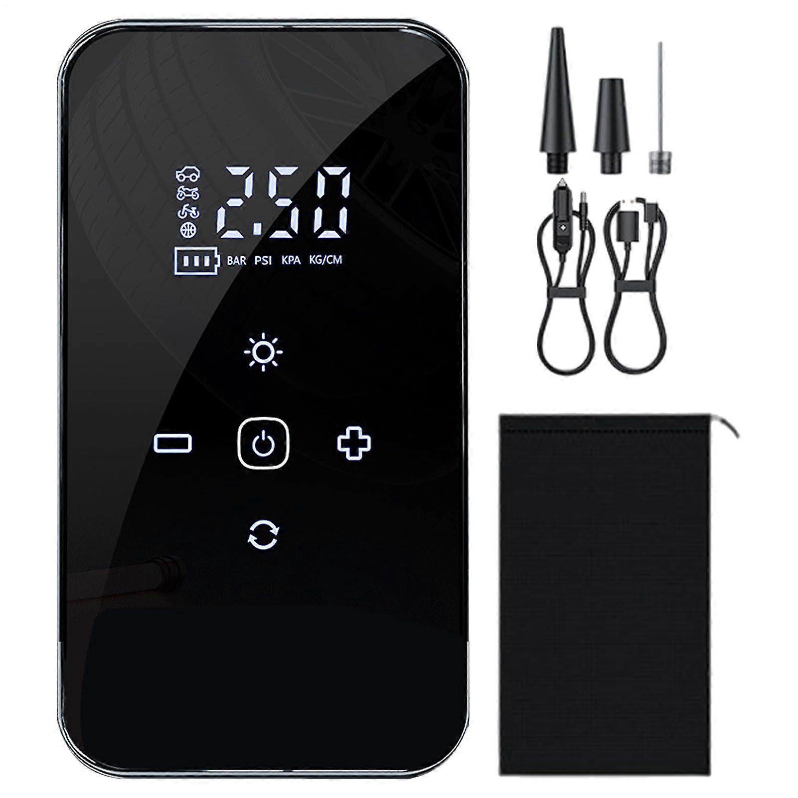 Tire inflator, cordless touchscreen air pump – rechargeable for car, bike, travel