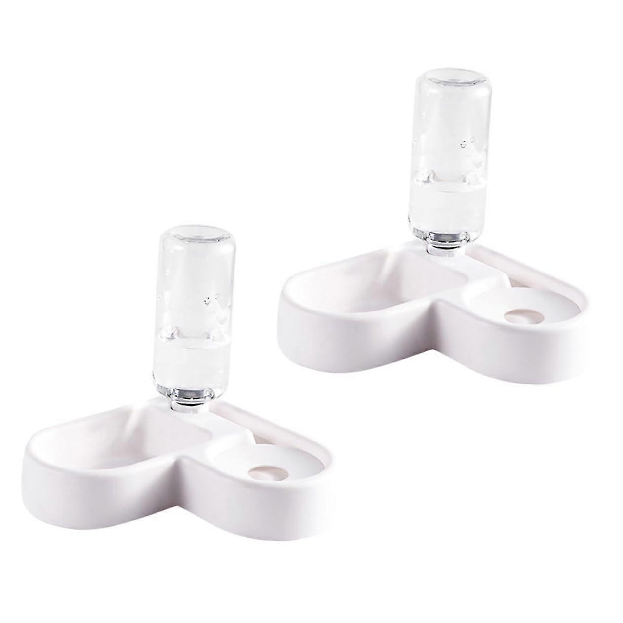 2 pieces of square pet food and water dispenser, partial automatic water bowl for small and medium dogs, cats, and rabbits, easy to clean.