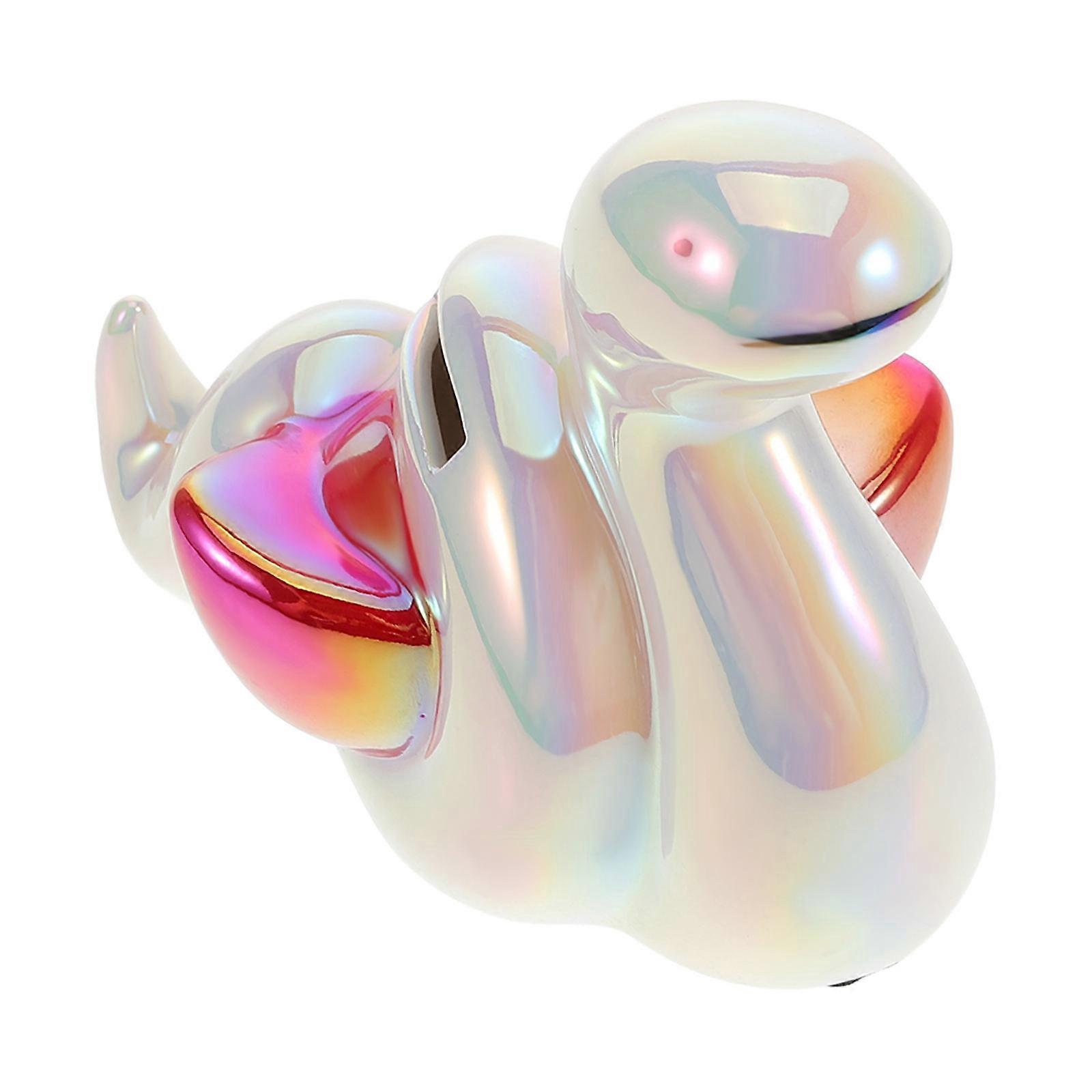 Chinese New Year Snake Statue Ceramic Coin Container Cartoon Coin Bank Multi Colored 4.7×3.7×2.8in Collectors 1Pack
