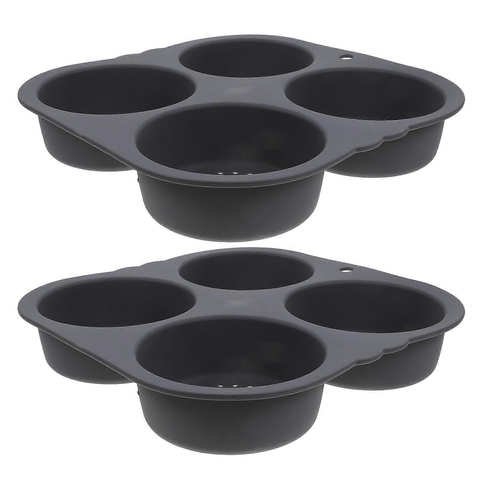 Silicone Hamburger Bun Mold with Nonstick Finish for Kitchen Baking 4 Cavities Round Shape Black Color