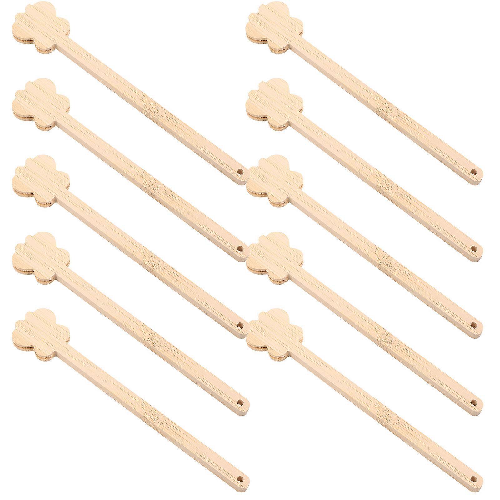 Bamboo Fan Sticks Handheld Fan Handle for Wedding Fans Light Brown Round Material 10Pcs